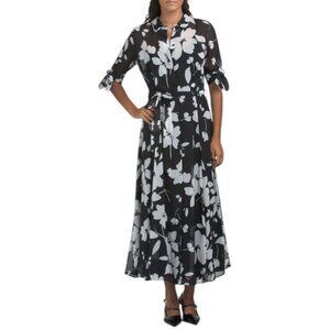 CALVIN KLEIN Tie Sleeve Maxi Shirt Dress